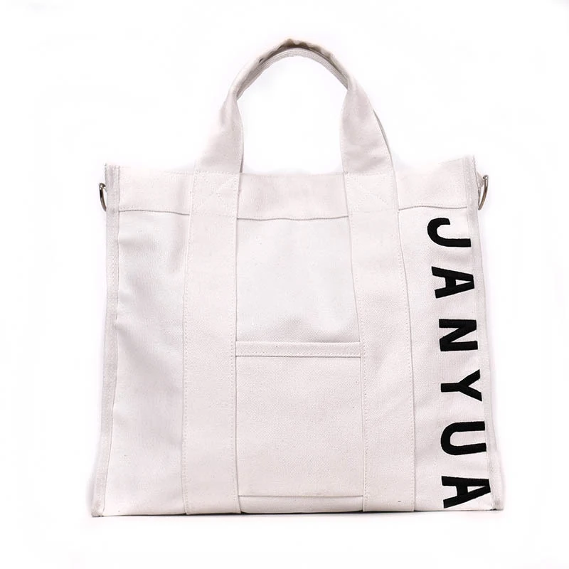 

New canvas cotton simple shopping bags girls fashion solid color life casual pacakge hand bag