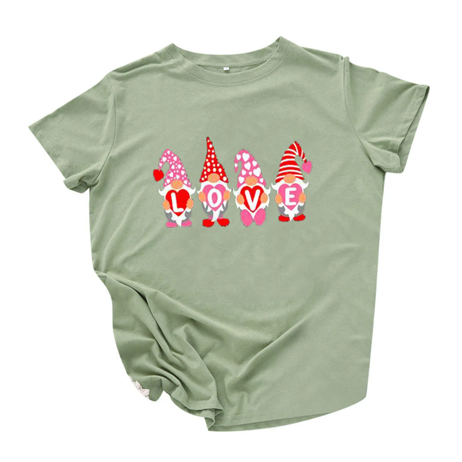 Womens Valentine's Day Heart Printed Short Sleeve Tops Blouse