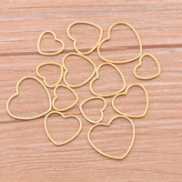10pcs 3 size heart charm gold stainless steel pendant open bezels hollow pressed resin frame mold bezel diy jewelry making