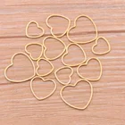 Подвеска из нержавеющей стали с отверстиями, форма в форме сердца, цвет под золото, Безель, для изготовления ювелирных изделий сделай сам, 3 размера, 10 штук