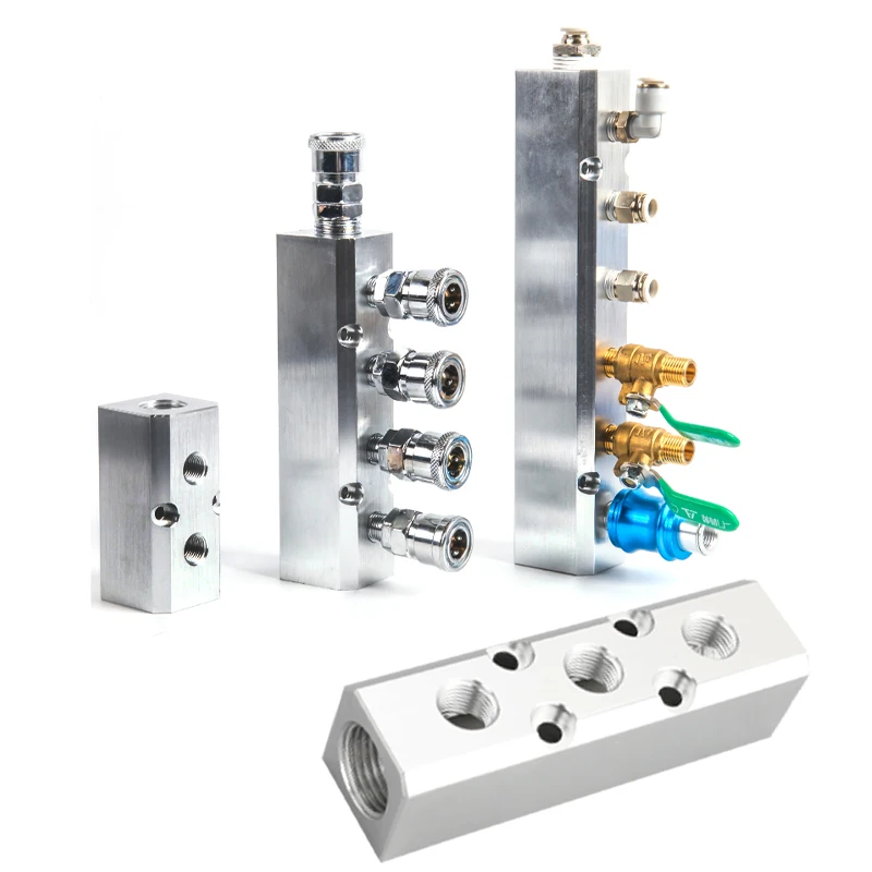 

Aluminium Splitter 1/2" pt Thread Port 2 3 4 5 6 7 8 9 10 way 1/4 Pneumatic Air Manifold Distributor Connector