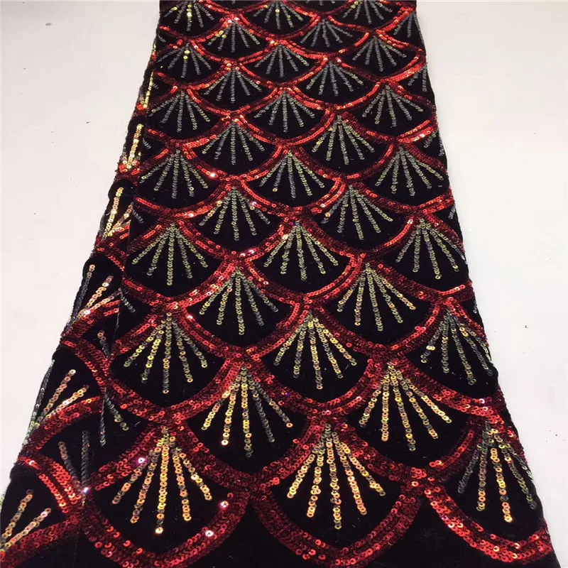 2019 новейший дизайн нигерийская бархатная ткань с кружевом 5 ярдов/шт.