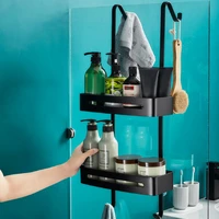 stainless steel shower bath shelf door back storage nail free shampoo holder basket bathroom basket holder without drilling