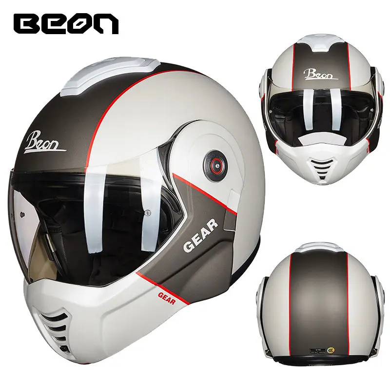 Новый мотоциклетный шлем BEON B702 Flip Up Motorbike Modular Safety Hat Back Somersault Moto Casque Casco ECER Approved Open Face.