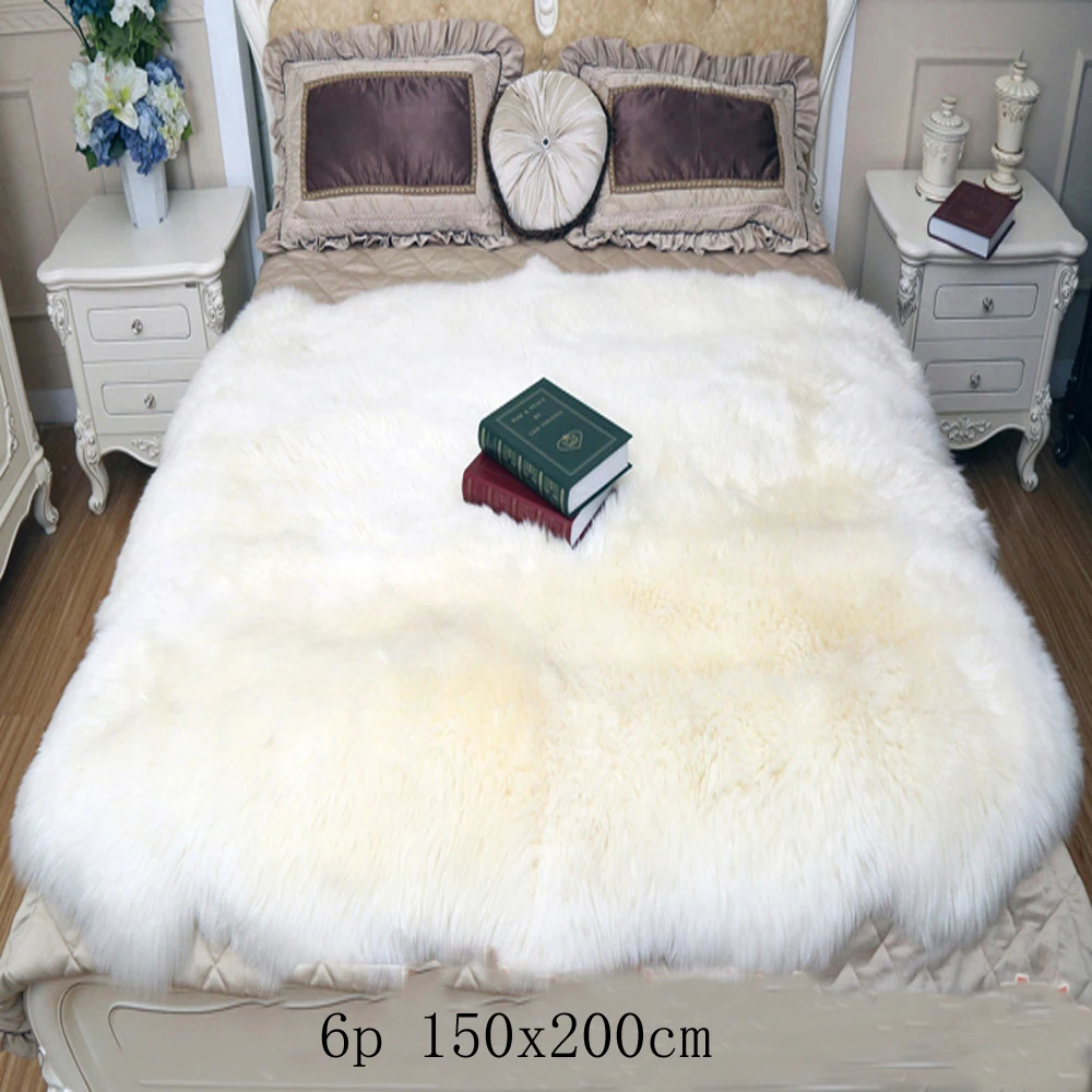 Белый Австралийский коврик из овчины Натуральная кожа с натуральным мехом