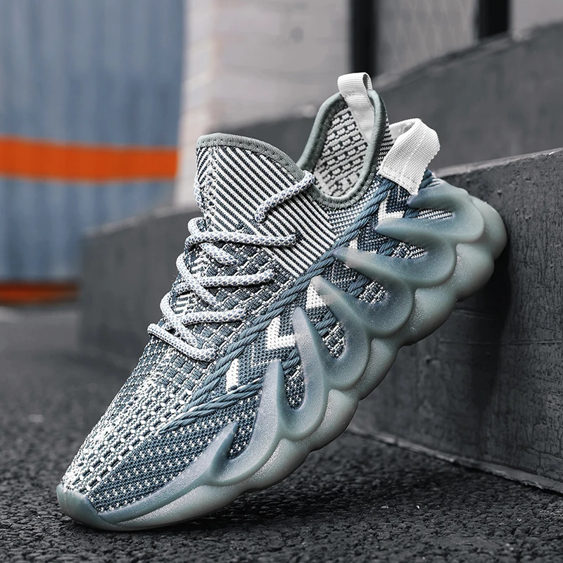 

Men Running Shoes Breathable Flying Woven Non-Slip Bottom Athletic Men Sport Jogging Comfortable Lace-Up Sneakers