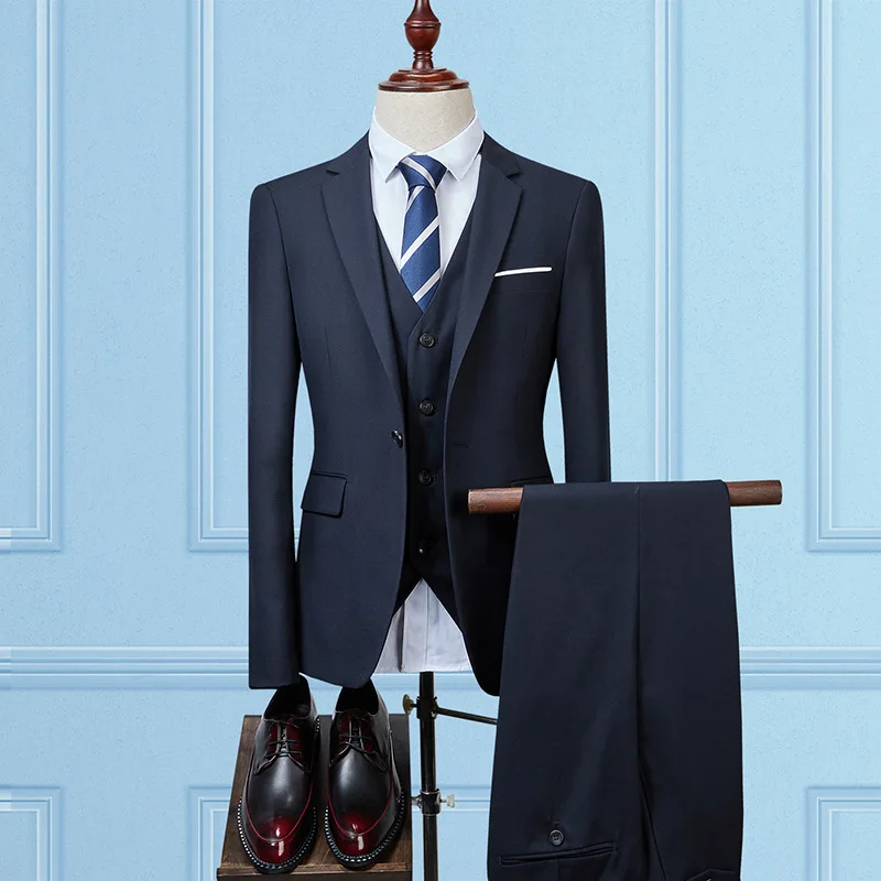 

2021 New Fashion Men Suit Chinese Style Stand Collar Suit Male Wedding Groom Slim Fit Standerd Size Blazer Set Tuxedo