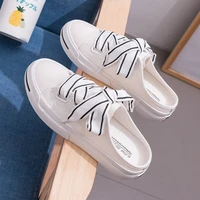 semi skid womens canvas shoes without heel white shoes 2021 new summer korean version of the wild lazy white shoes