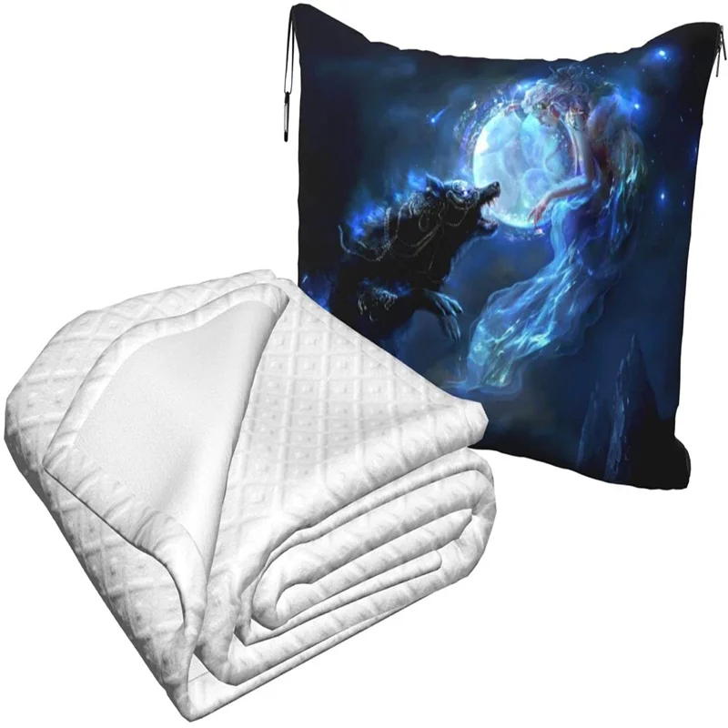 melhor Lobo Viagem Travesseiro Cobertor Dois-em-um Mochila Cinta E Compacto Avião Saco Cintura Suporte 60x43 Polegadas