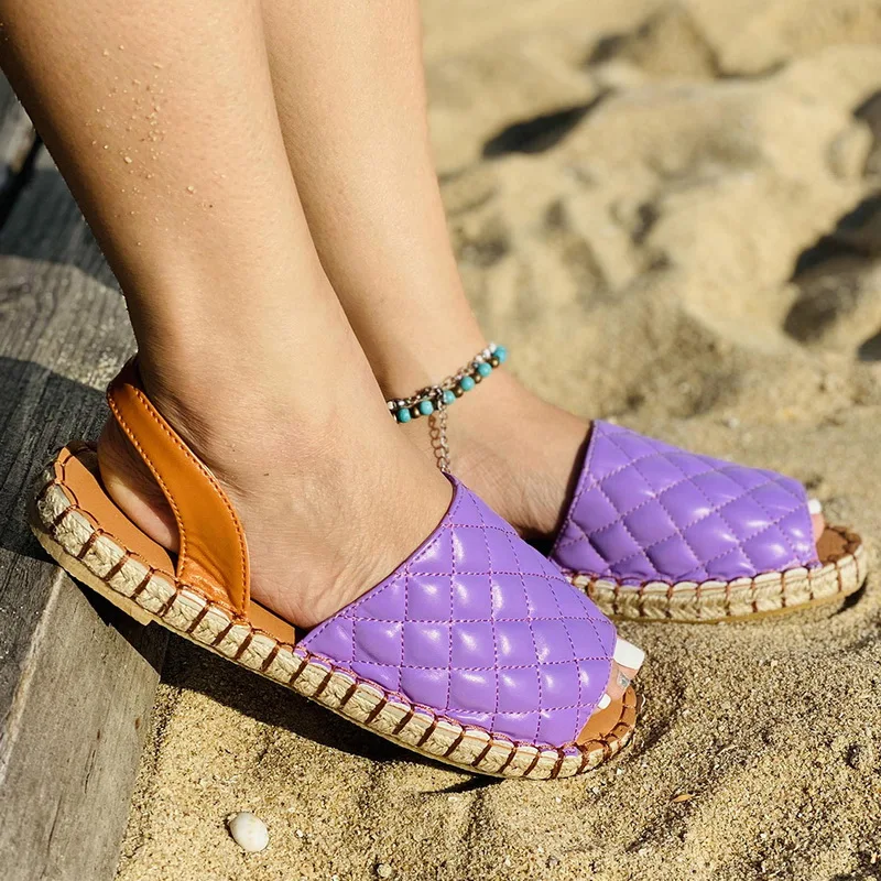 

2021 hot Summer Women Beach Shoes Summer Women's Slippers Peep Toe Sewing Flats Shoes Woman Solid Ladies Slides Casual Footwear
