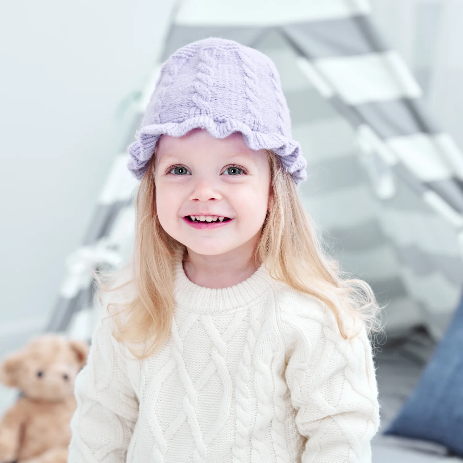 

Новая теплая детская шапка с кружевом и листьями лотоса Регулируемая однотонная детская теплая шапка CN (происхождение) шапка с цветами