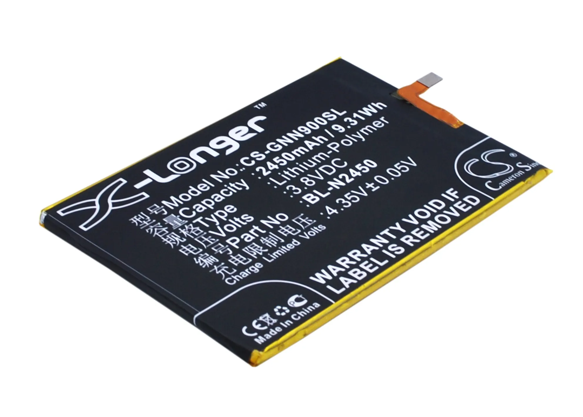

CS 2450 мАч/9.31Wh батарея для GIONEE ELIFE S5.5L, GN9000L BL-N2450