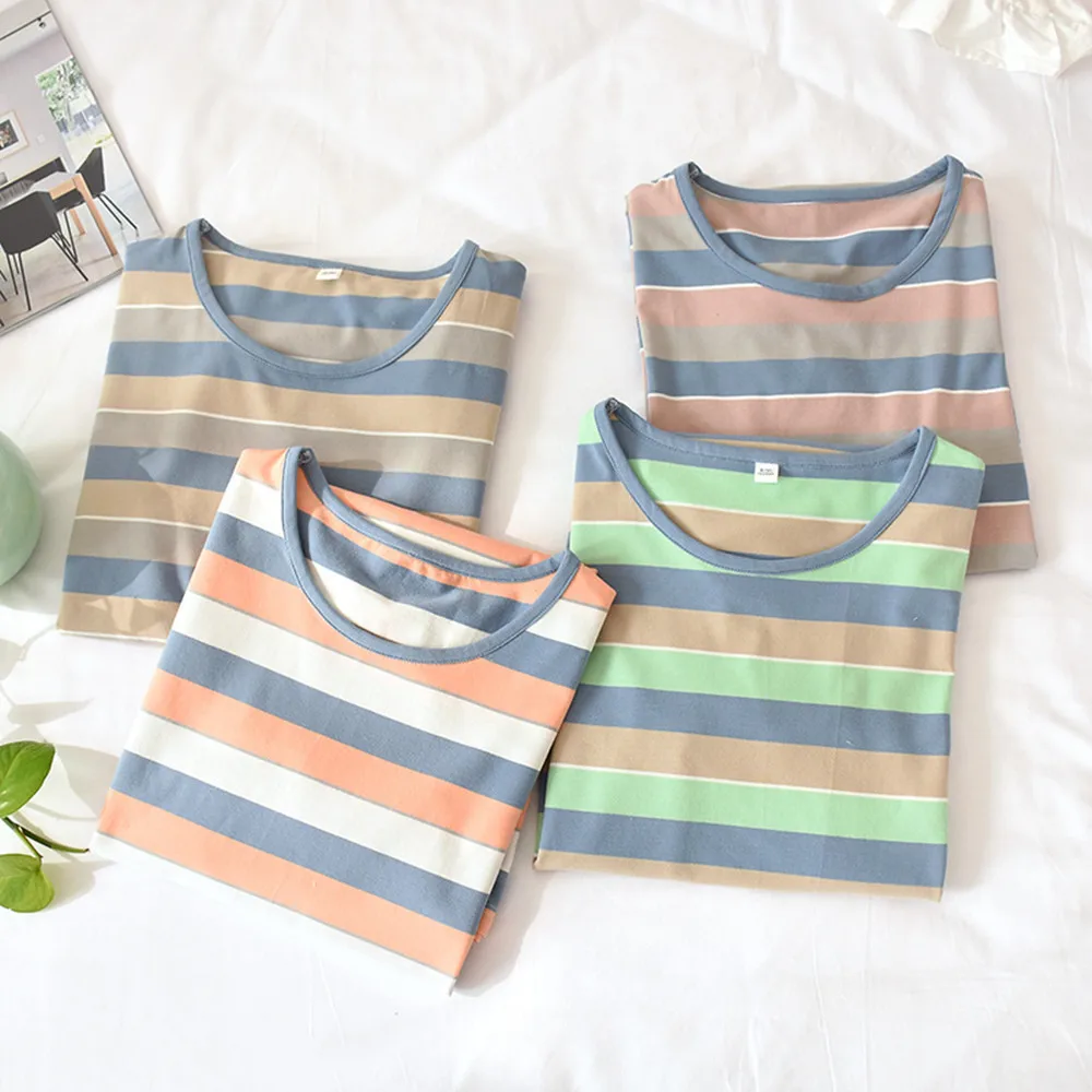

Fdfklak Cotton Nighties For Womens Night Dress Long Sleepwear Hot Lingeries Summer Nightgown Striped Short Sleeve Nighty Gown