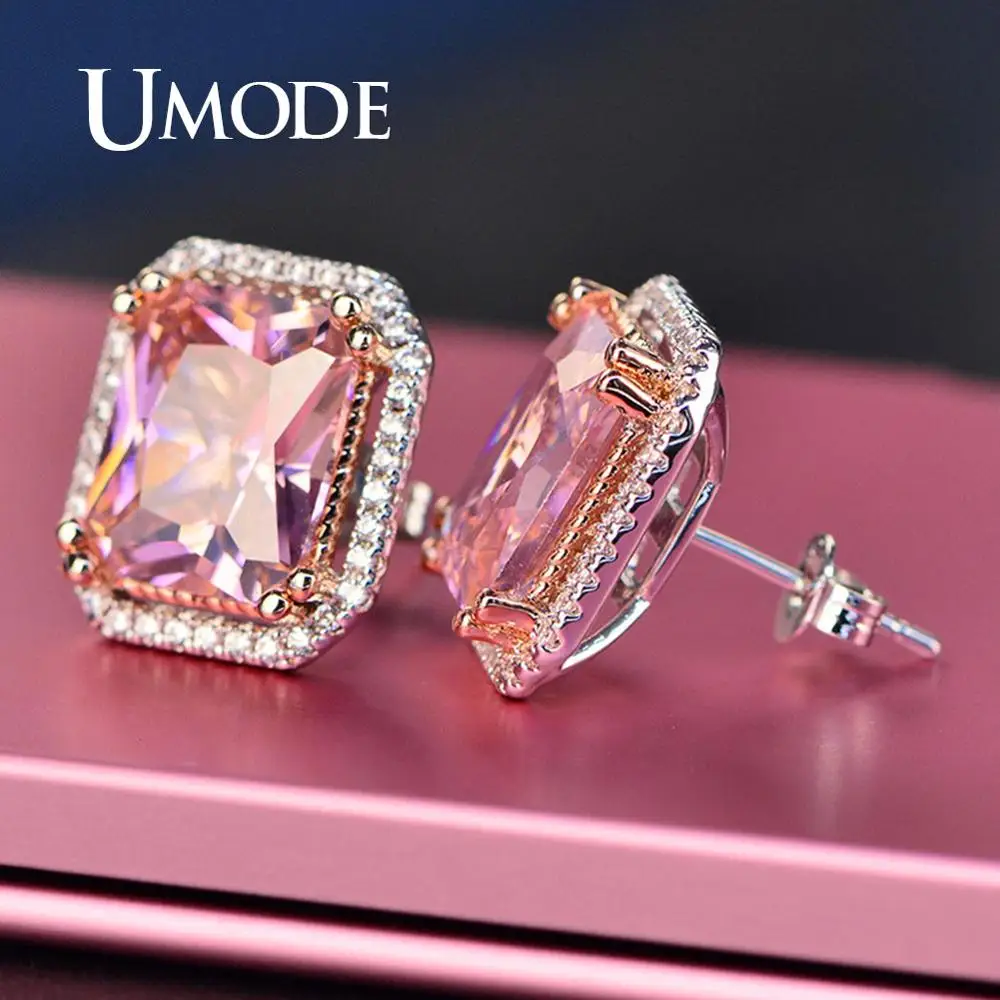 Женские корейские серьги-гвоздики UMODE маленькие серьги с кристаллами из фианита