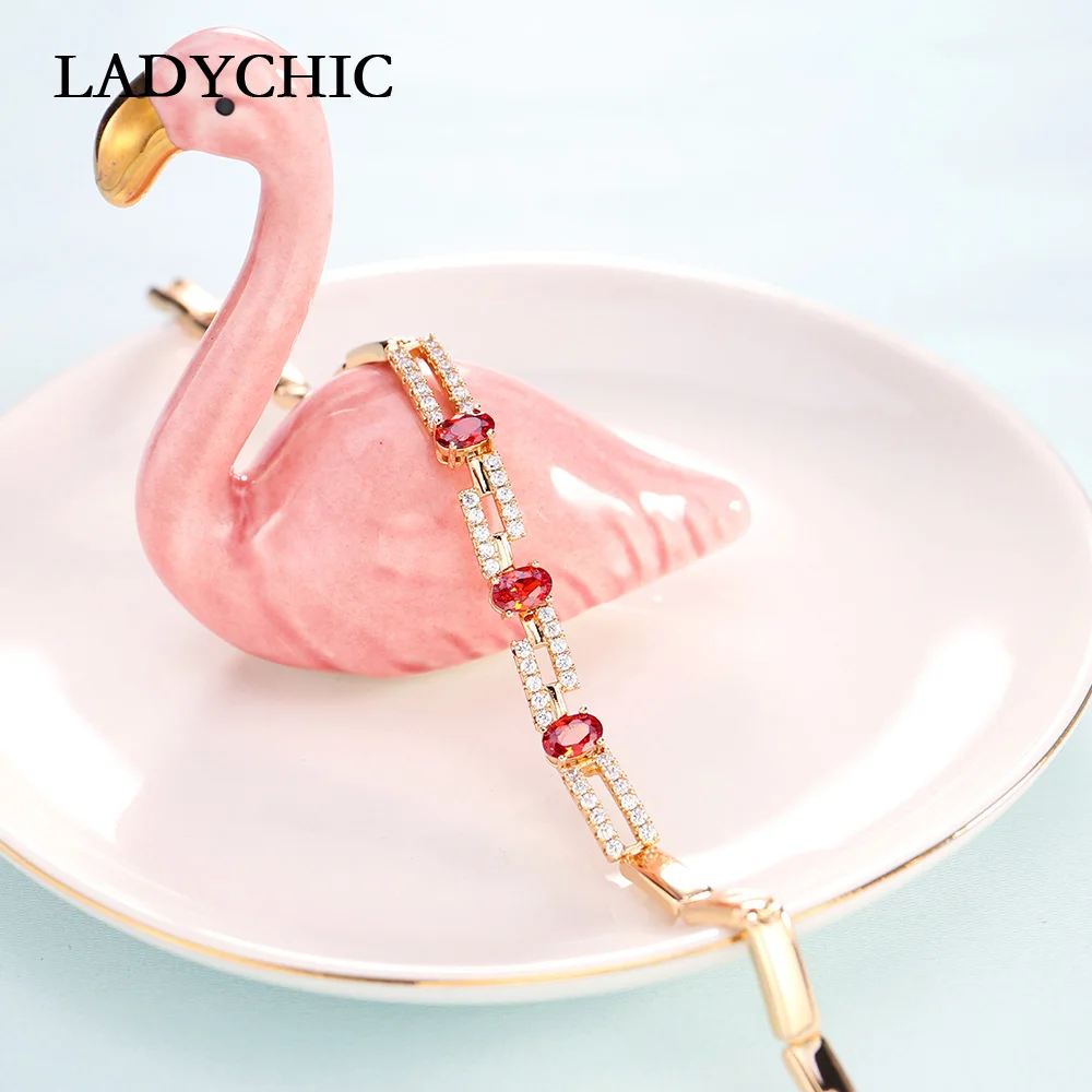 Женские и мужские браслеты LADYCHIC с синим красным фианитом свадебный браслет