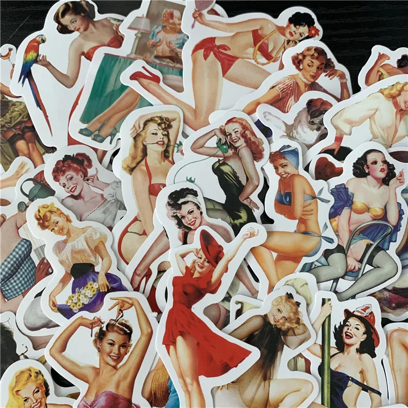 50 шт. в стиле ретро с изображением девушке пин ап Красота Сексуальные Стикеры для