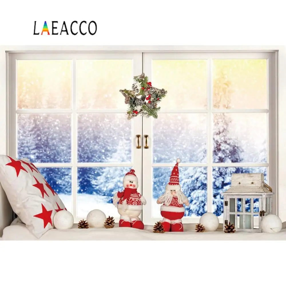 Laeacco зимние фоны Рождественская елка Снежная подушка со снеговиком звезда