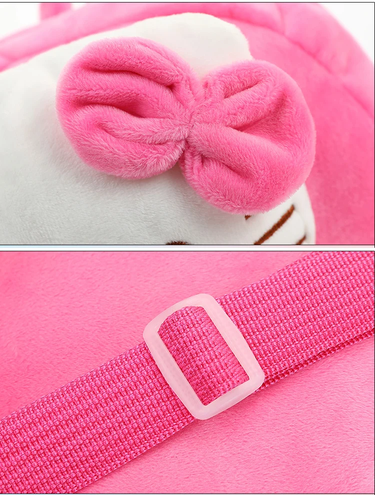 Розовый синий красный милый плюшевый рюкзак для малышей модная детская сумка