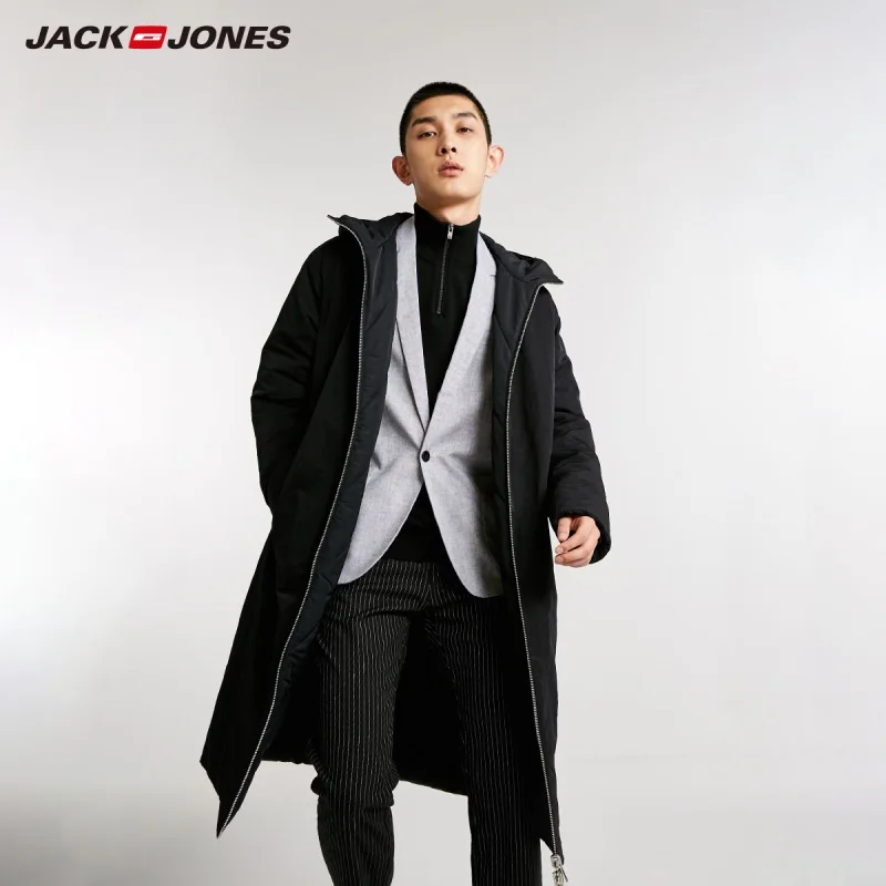 JackJones мужская двусторонняя парка с капюшоном пальто Длинная стеганая куртка мужская одежда 218409505