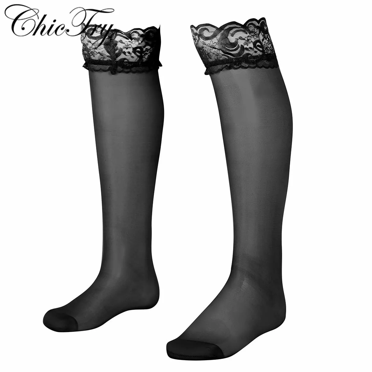 1 пара мужские прозрачные сетчатые кружевные чулки с двойной силиконовой