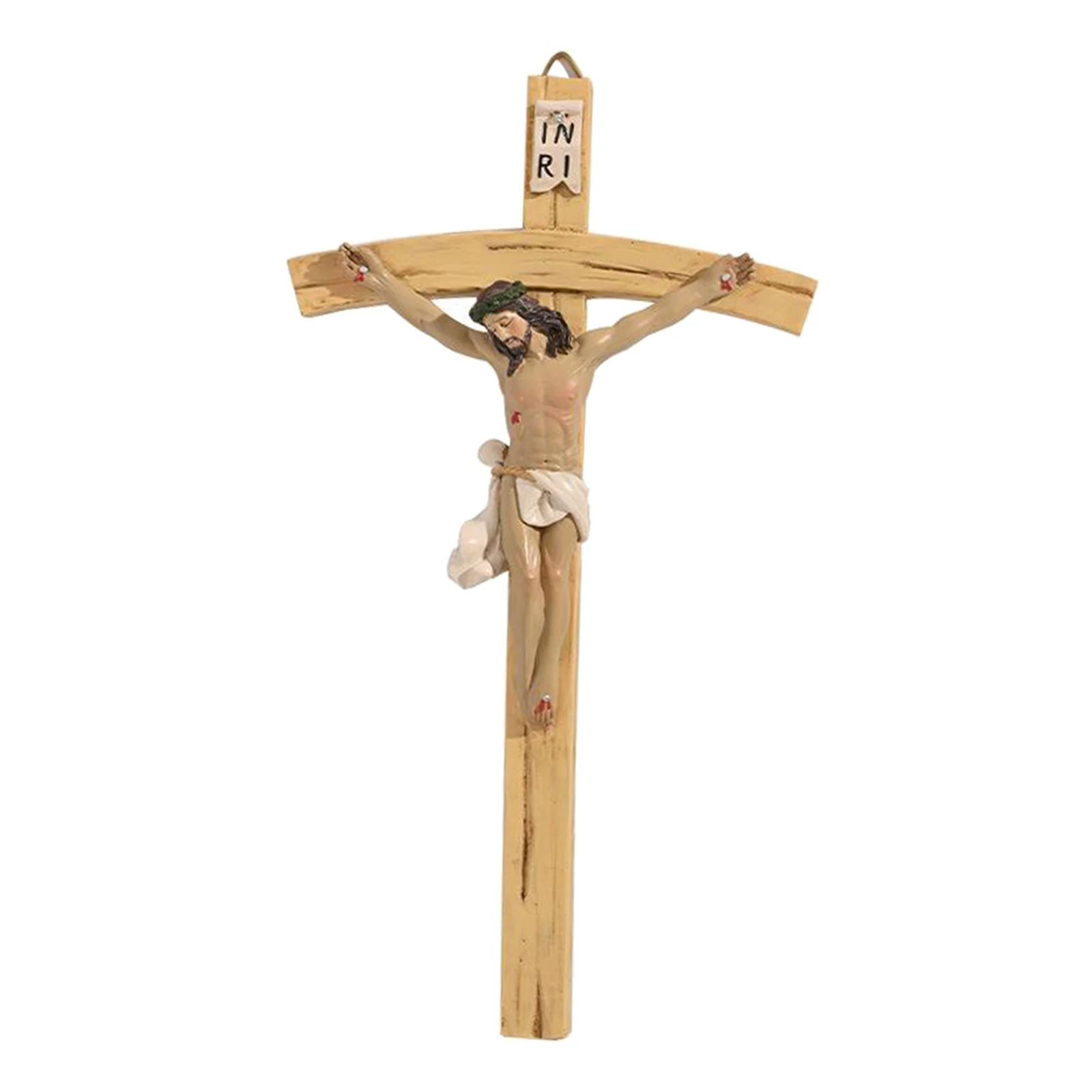

8.7" Vintage Like Wood Resin Christ INRI Wall Cross Crucifix Hand-carved Holy Catholic Gifts