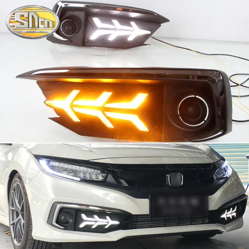 DRL для Honda Civic 2019 светодиодный дневные ходовые огни с стримером Поворотная