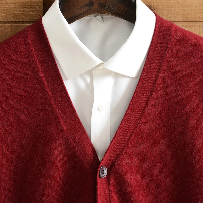 Мужской однобортный жилет из чистого кашемира мягкий теплый повседневный