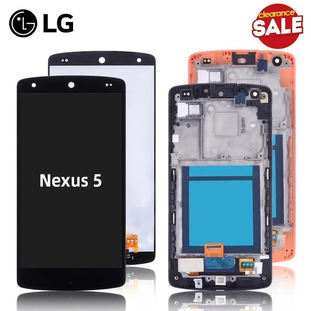 Дисплей для LG Nexus 5 D820 D821 LCD в сборе с тачскрином на рамке матовый черный Ярко черный черный красный