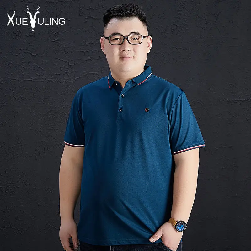 

Summer size men's Casual Short Sleeve Polo Shirt fat man loose Lapel Fashion Top plus spring tide fat T-shirt
