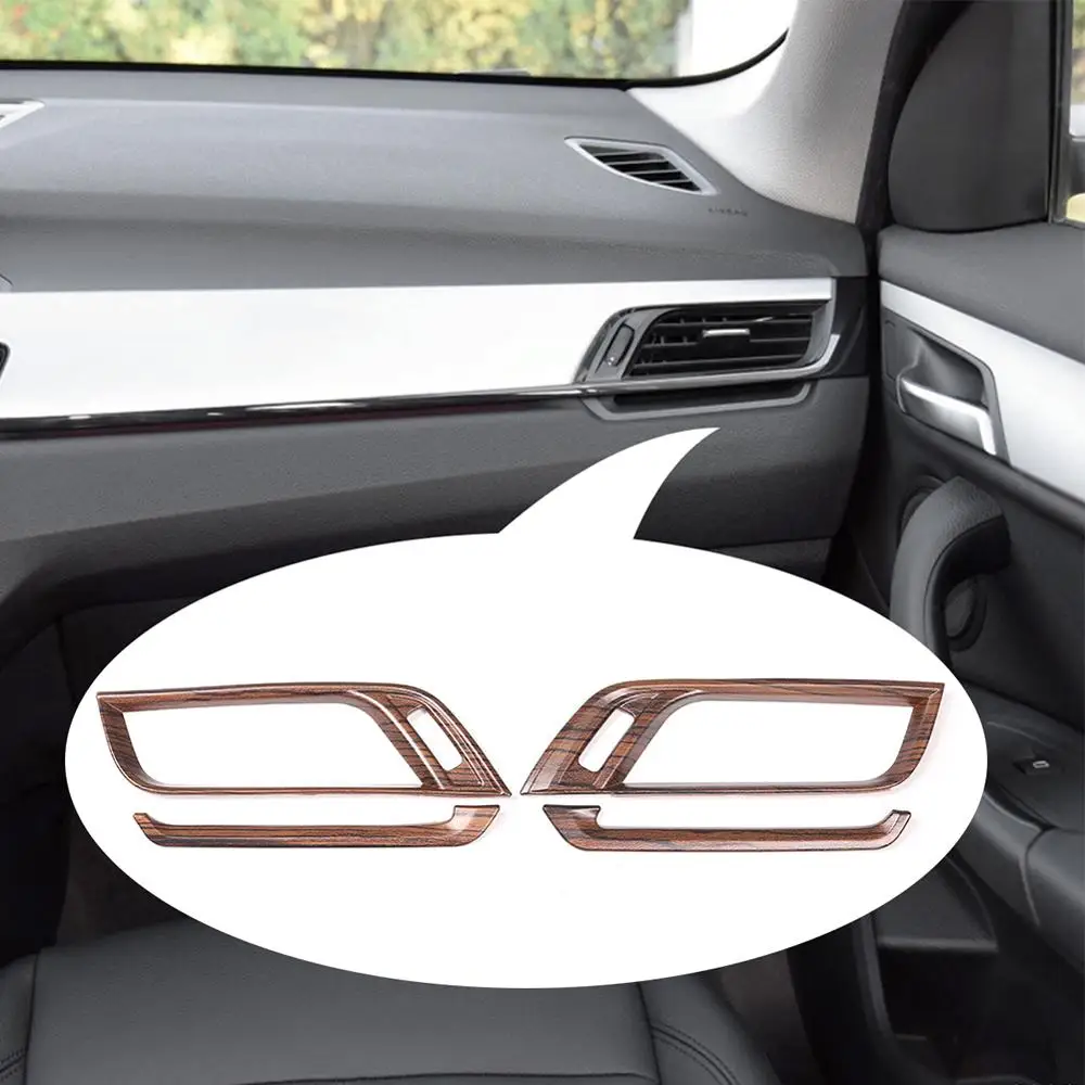 

4 шт. сосновой древесины зерна из АБС-пластика Пластик наклейки Боковая Крышка вентиляционного отверстия кондиционера Накладка для BMW X1 X2 F48 F47 2016-19 моделей аксессуары