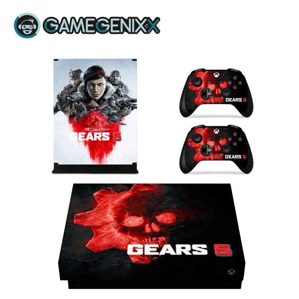 Защитная Наклейка на кожу GAMEGENIXX для консоли Xbox One X и 2 контроллера шестерни