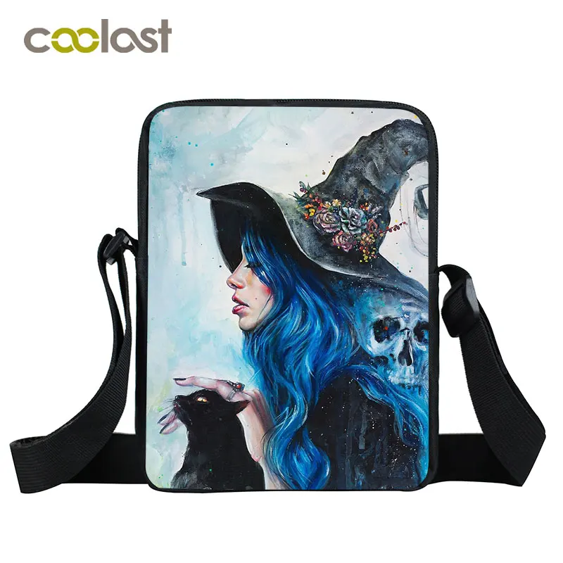 

The Witch Hour Messenger Bag Girls Satchel Black Cat Shoulder Bag Women Handbag Ladies Canvas Crossbody Bag for Travel