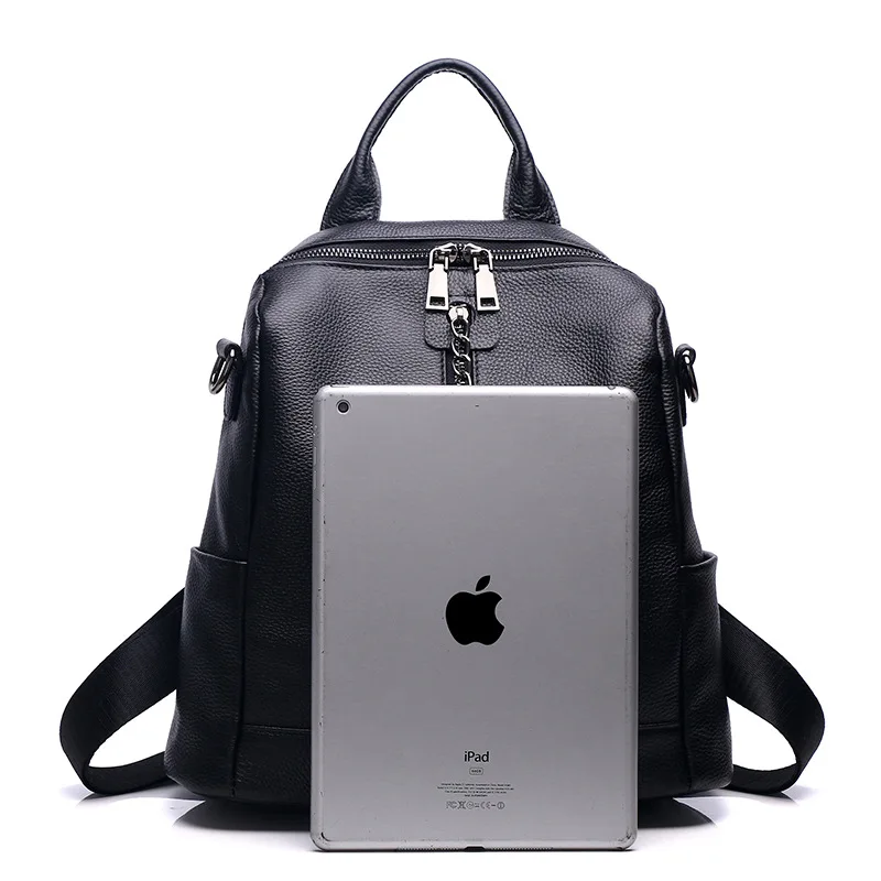 AODUX Classic 100% Genuine Cow Leather Black Hardware Women's Backpacks Lady Girl First Layer Cowhide Female School Book Bags | Багаж и