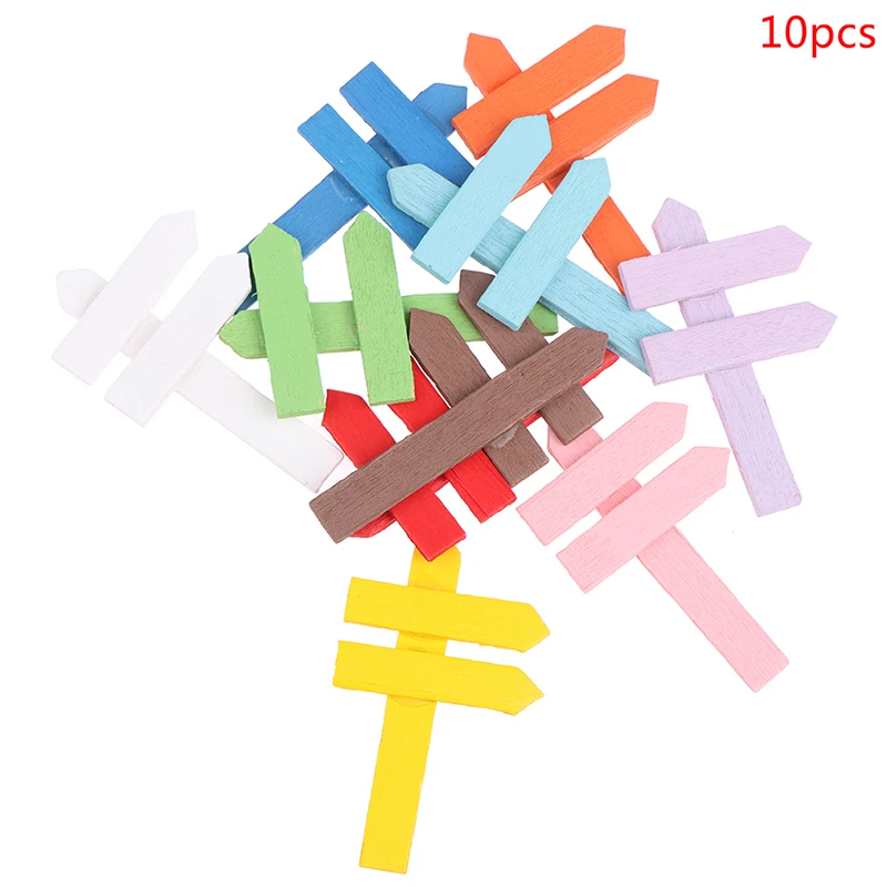 

Mini Fence Directional Signs Wood Craft DIY Garden Moss Ornament Micro Landscape Home Decorations 10Pcs/Lot