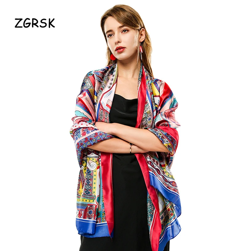 

High Quality Sun Protection Ladies Silk Scarf Fashion Large Dust-proof Women Scarves Famous Brand Design Keep Warm Female Scarf