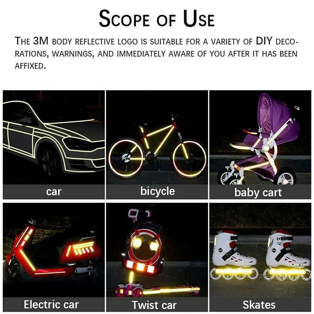 

1CM*8M Bicycle Wheels Reflect Fluorescent MTB Bike Stickers Strip Decoration For Cycling Bicycle Reflective Warning Tape St D2U6