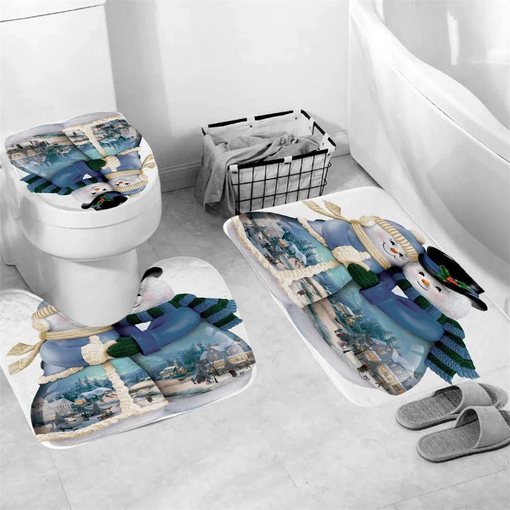 3 шт. нескользящий коврик для ванной комнаты с Рождеством Водонепроницаемый