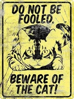 metal sign wall sign wall decorative plaque art collection tin sign beware of the cat wall metal poster 2030cm 8x12inch