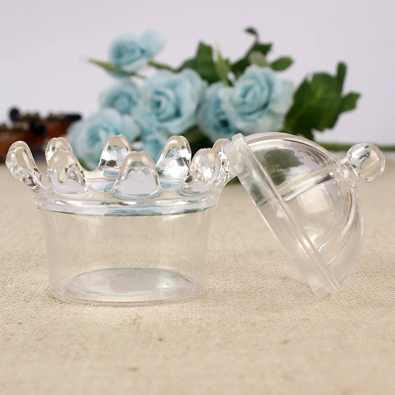 

12Pcs Clear Plastic Imperial Crown Shape Candy Box Baby Shower Kids Birthday Party Gift Box Plastic Box Christmas Party Supplies