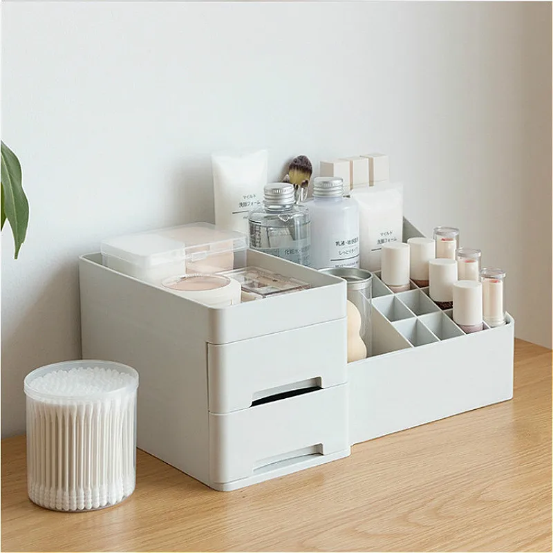 Пластиковая коробка для хранения косметики настольный органайзер макияжа ящик
