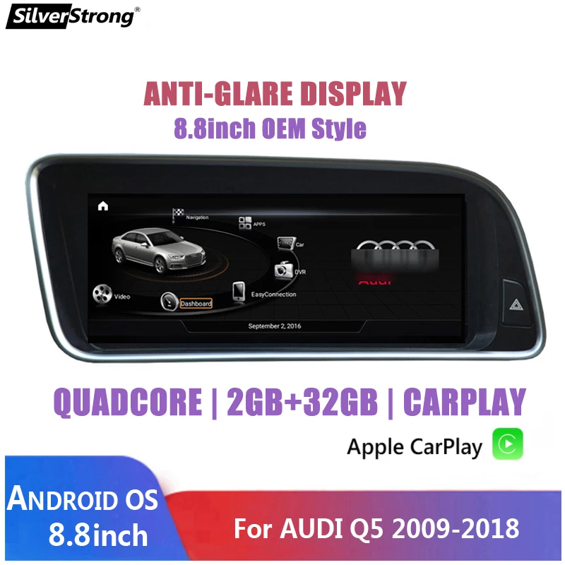 Автомобильная магнитола Carplay 8 дюйма Android 10 GPS-навигация для Audi Q5 2009-2018