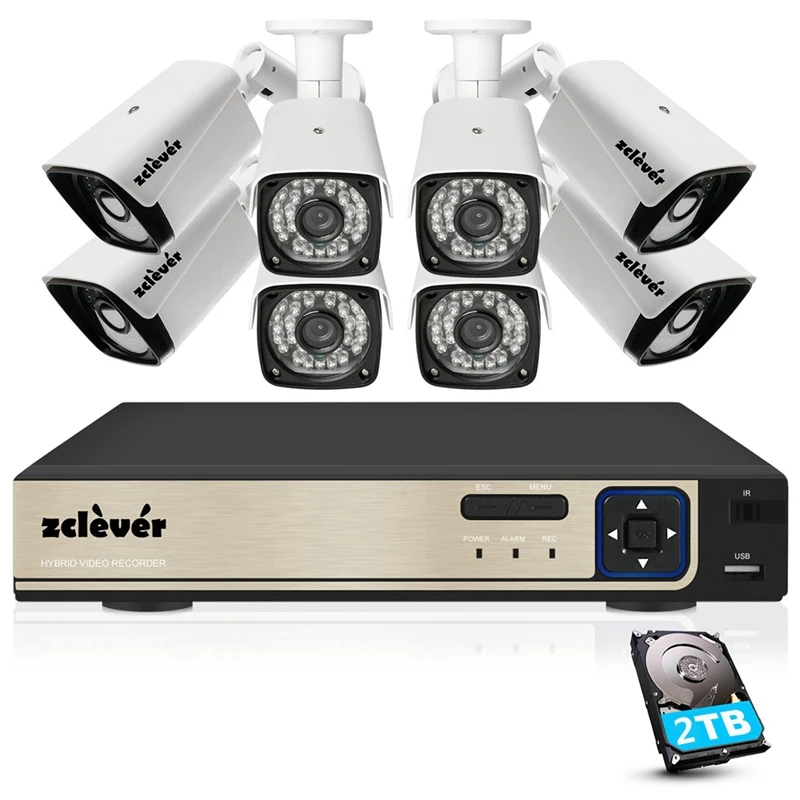 1080P Домашняя безопасность Камера Системы, Zclever 8CH наблюдения DVR для наблюдения за состоянием труб 4/8 шт. 2.0MP всепогодный IP66 пуля Камера s Ночное видение
