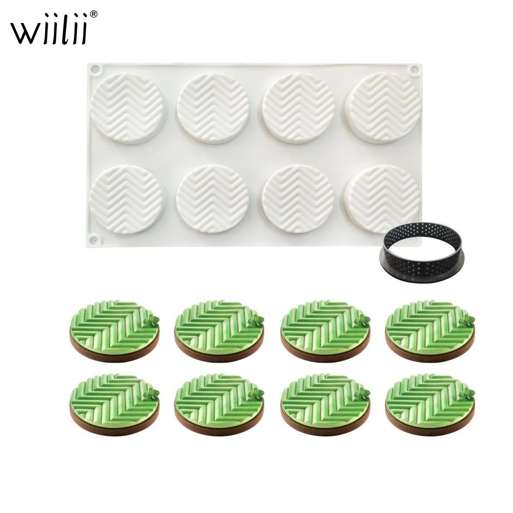 6 Cavity Round Silicone Cake Mold Geometric Texture Mousse Dessert Pan Decor Tool For Baking Tart Tartlet Mould Bakeware | Дом и сад