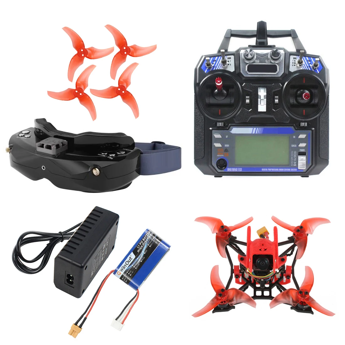 JMT T100 100 мм DIY закрытый FPV гоночный Дрон полный комплект с Skyzone 02X очки Razer Micro 1200TVL PAL
