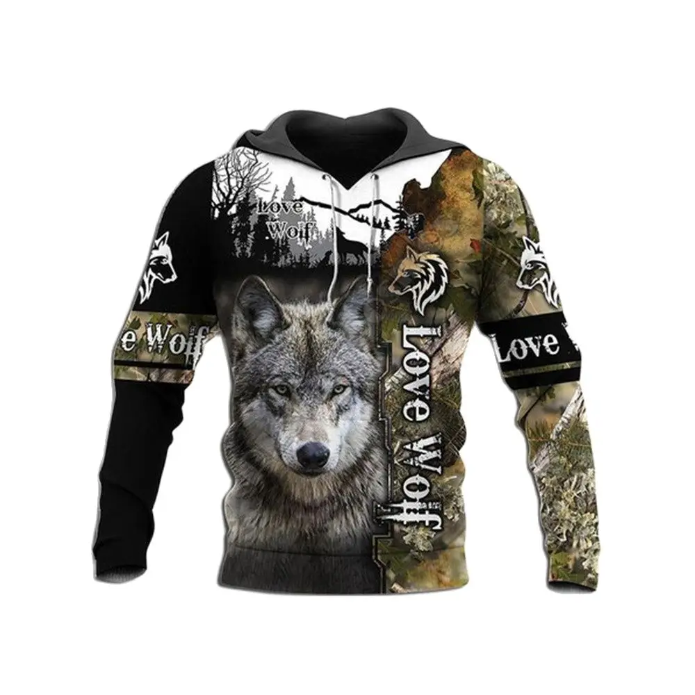 

Spring and Autumn 3D Printed Wolf Print Totem Santa Claus Casual Men's and Women's Loose Oversized Top 6XL Men's Hoodie