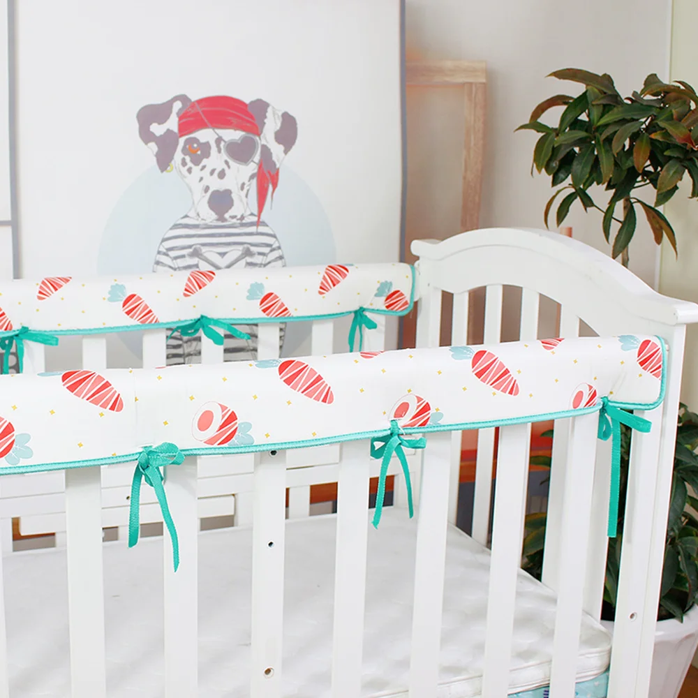 

2pcs Baby Crib Bed Guardrail Protector Cotton Crib Bumper Protective Strips
