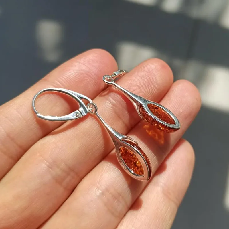 Yoowei Amber Earrings for Women Wedding Anniversary Special Luxury Gift Drop Dangle Earring 100% Natural Jewelry Suppliers | Украшения и