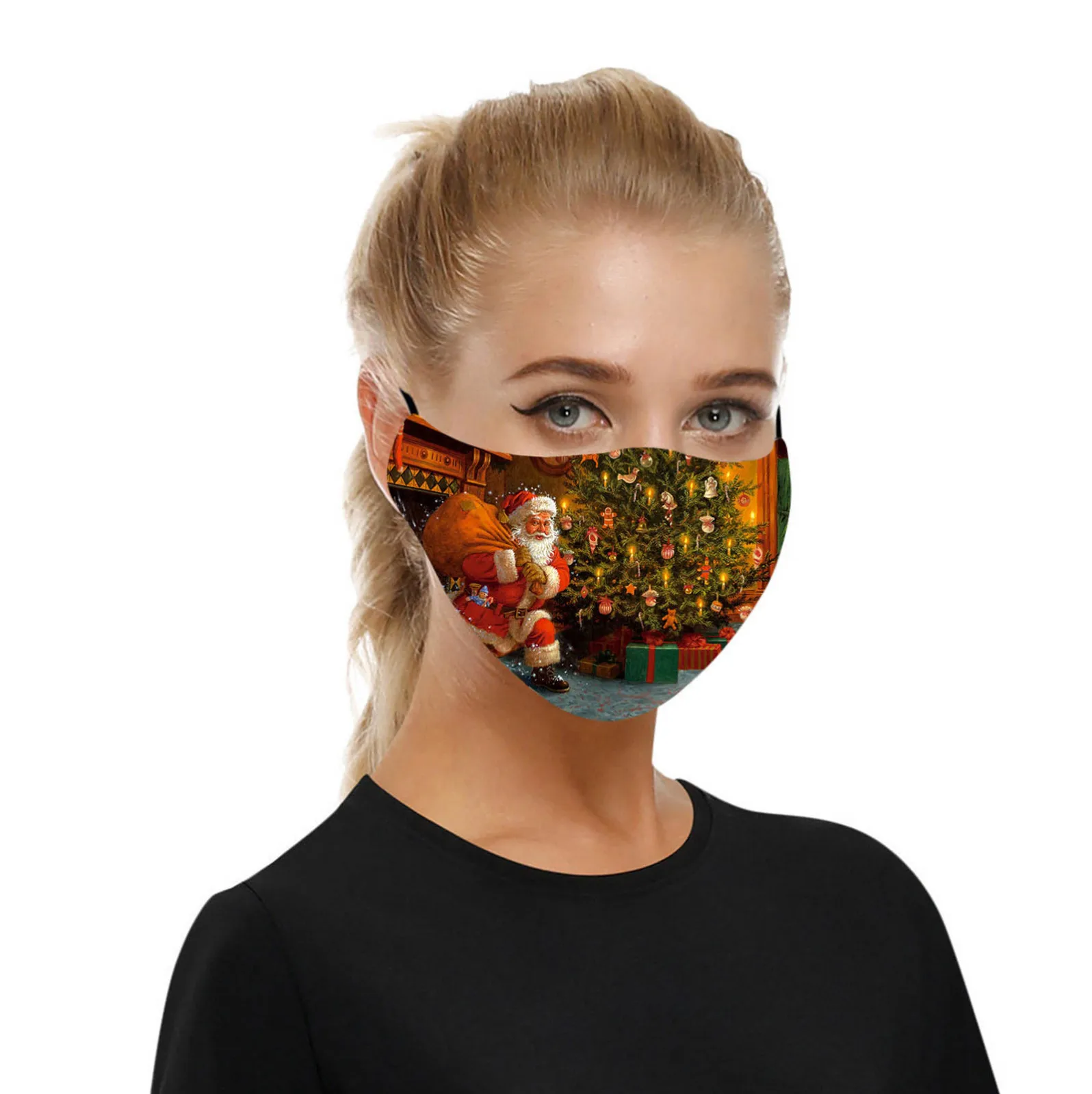 

1pc Adult Reusable Masks Christmas Snowman Santa Claus 3d Printed Funny Face Mask Adjustable Fabric Masks Dust Mascarillas Maska