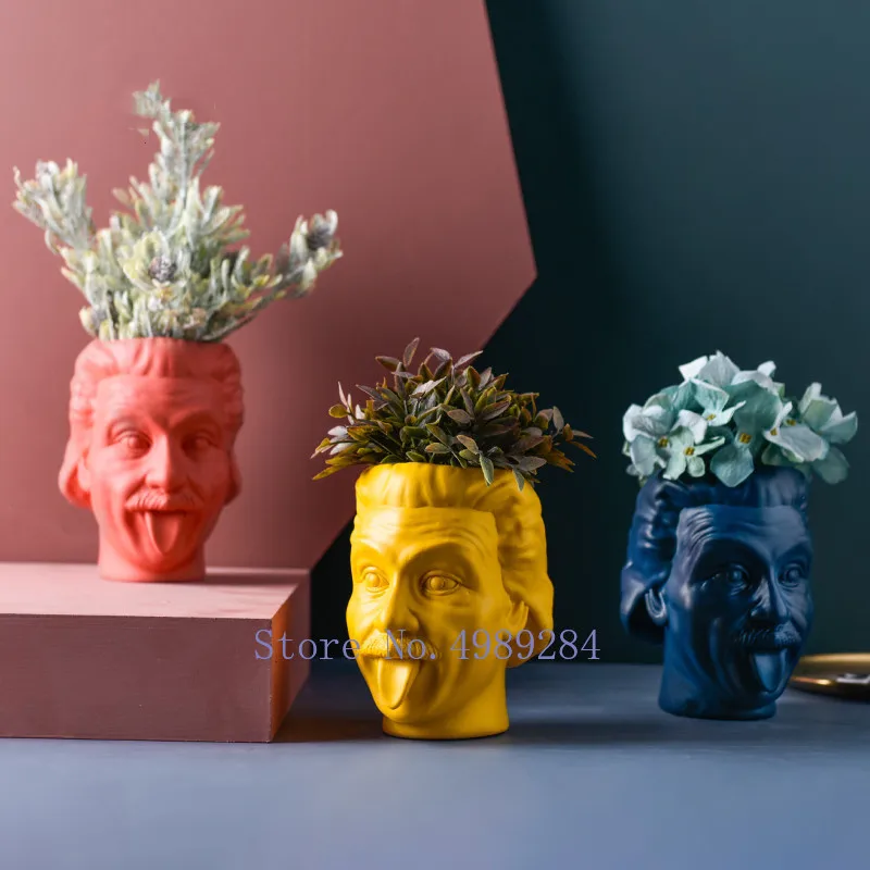Креативная Скандинавская ваза из смолы с головой человека Цветочная композиция
