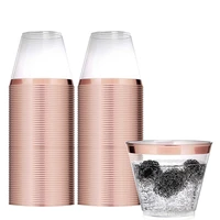 25pcslot 9oz rose golden hot stamping wedding party gold plastic cup disposable for gold birthday prom party tableware decor